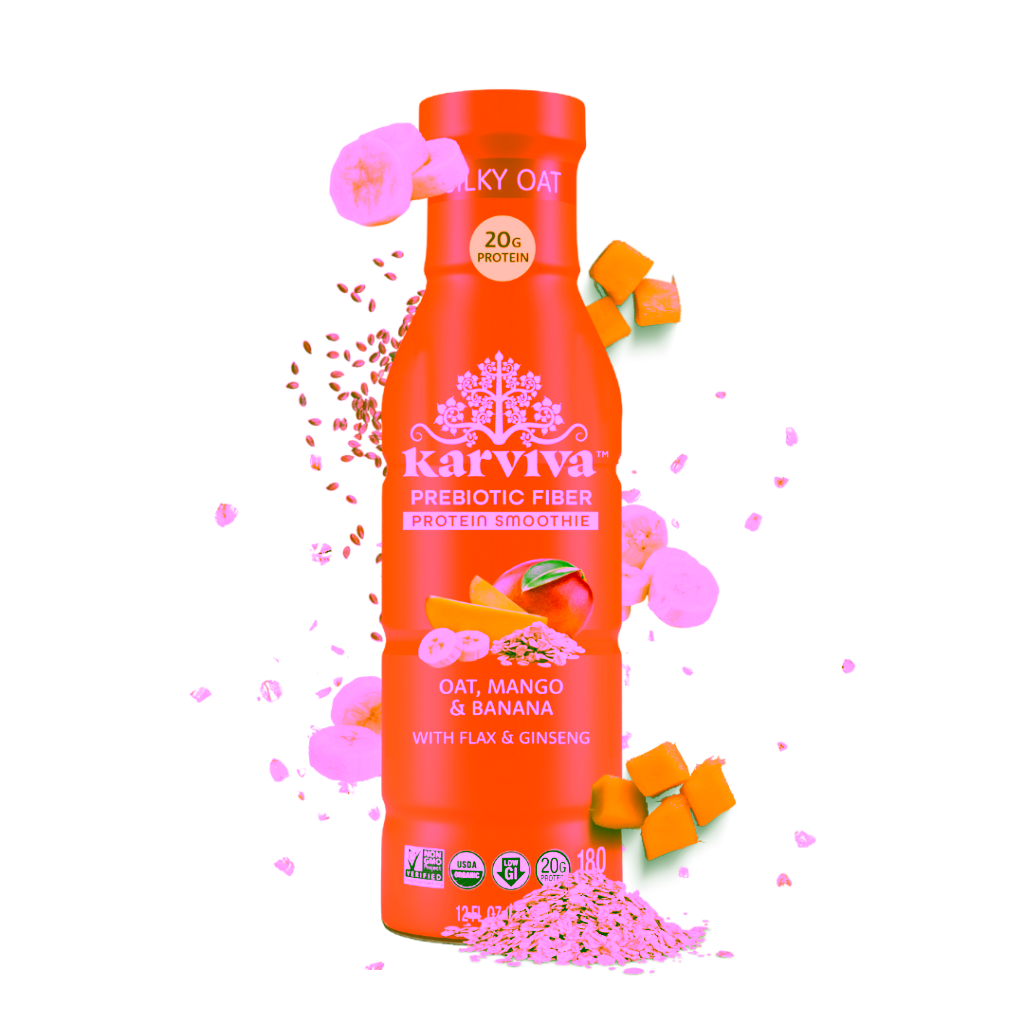 Karviva oat mango banana protein smoothie bottle