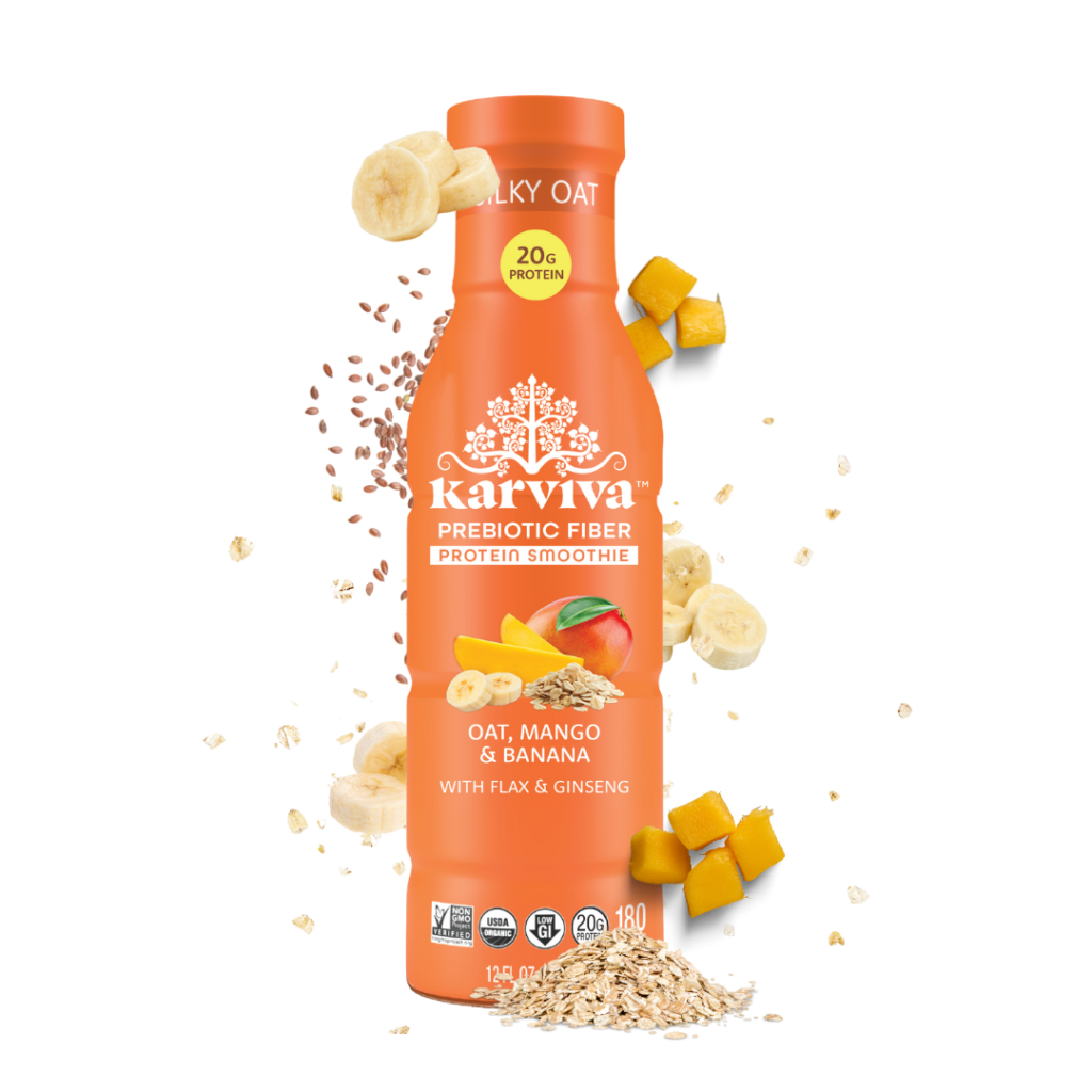 Karviva oat mango banana protein smoothie bottle
