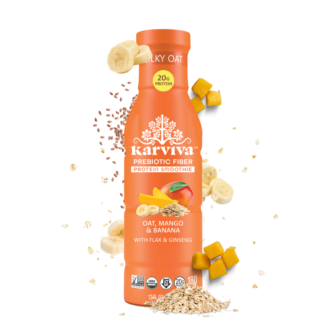 Karviva oat mango banana protein smoothie bottle