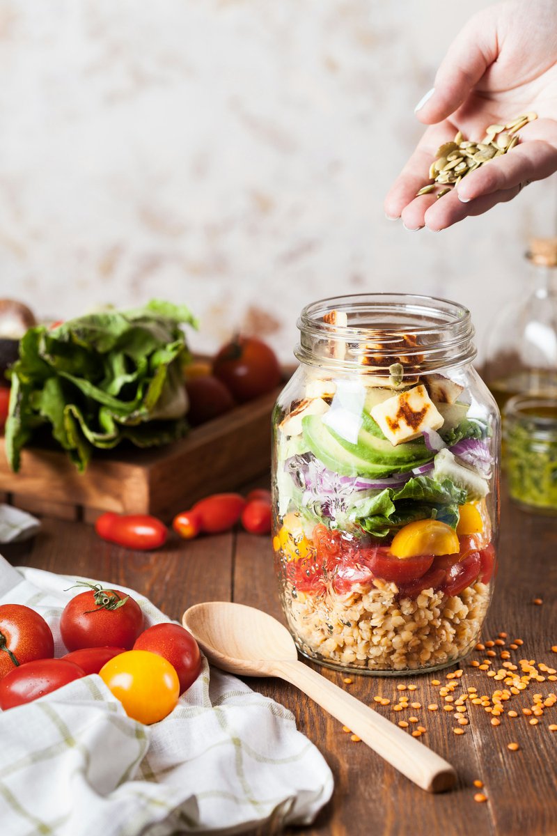 salad in a jar representing nutrition