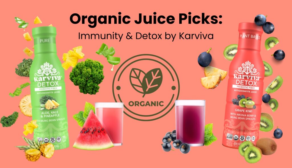 An image of Karviva’s organic juice picks for a healthy lifestyle.