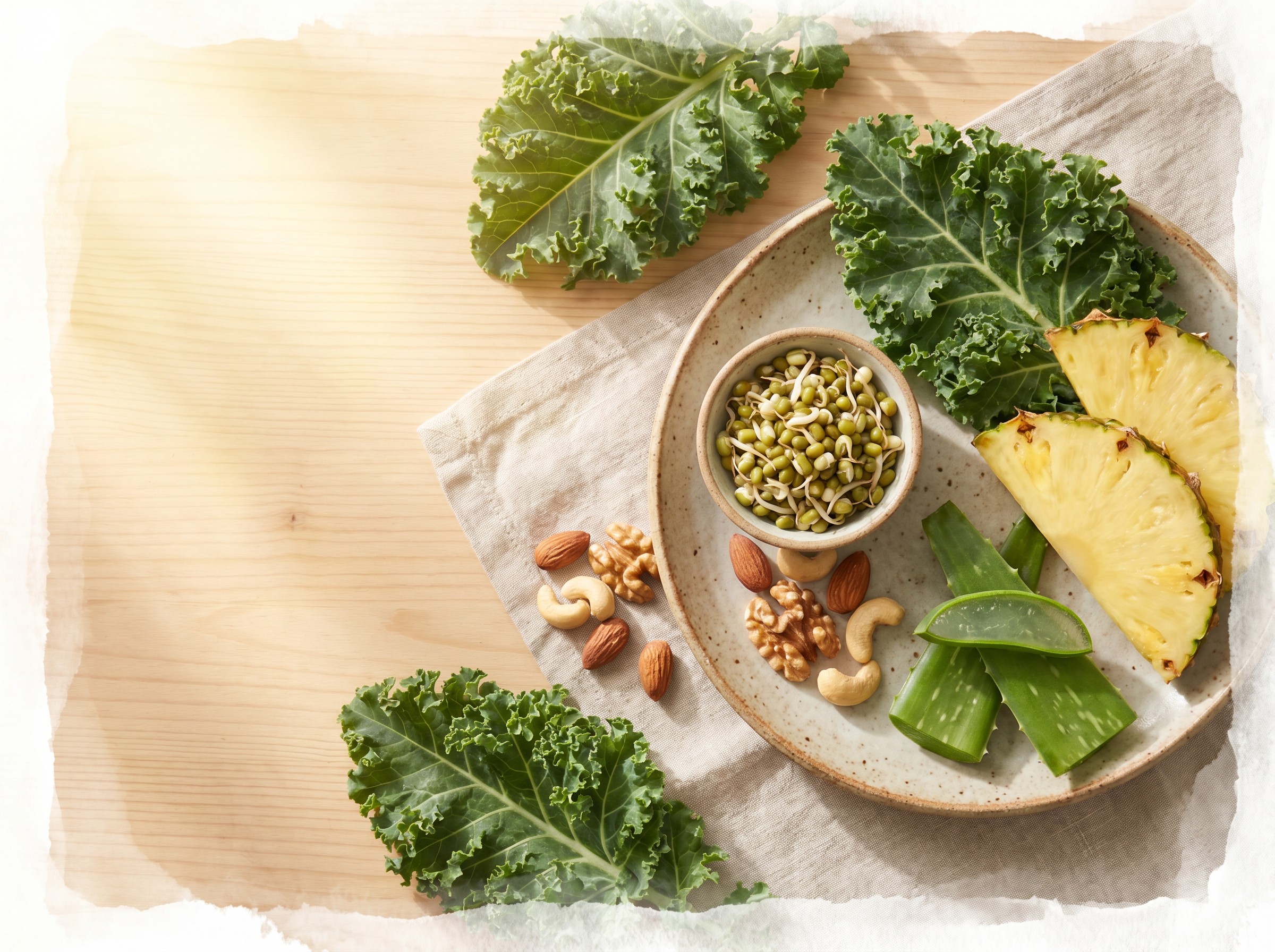 Morning meal &mdash; aloe, kale, pineapple