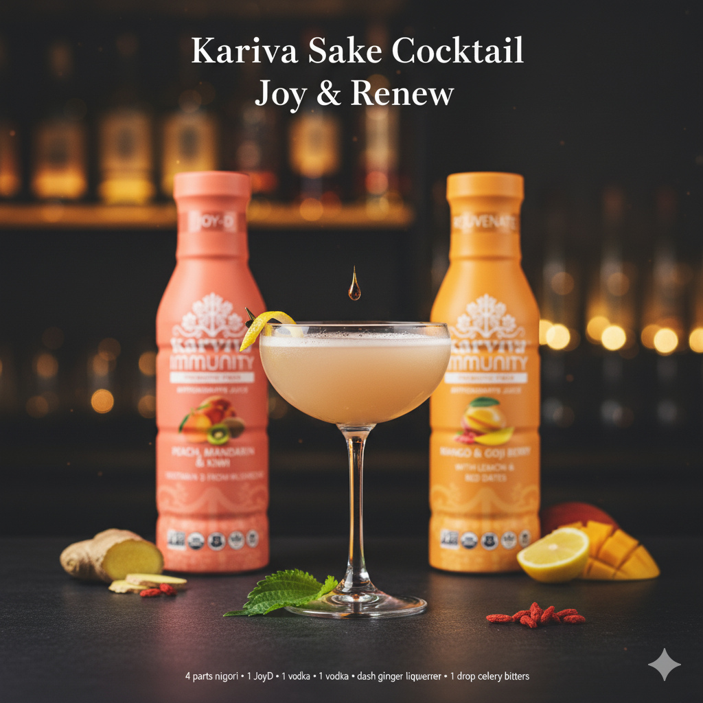 Kariva sake cocktail with mango and lemon